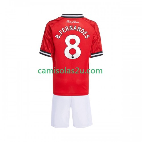 Camisolas de futebol Manchester United Bruno Fernandes 8 Criança Equipamento Principal 2025/26 Manga Curta Camisolas de futebol Manchester United Bruno Fernandes 8 Criança Equipamento Principal 2025/26 Manga Curta